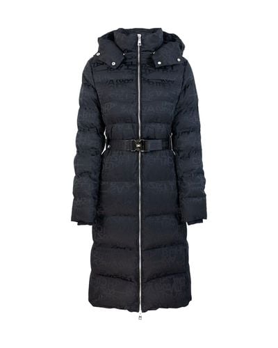 Logo Jacquard Long Down Jacket - Elisabetta Franchi - Modalova