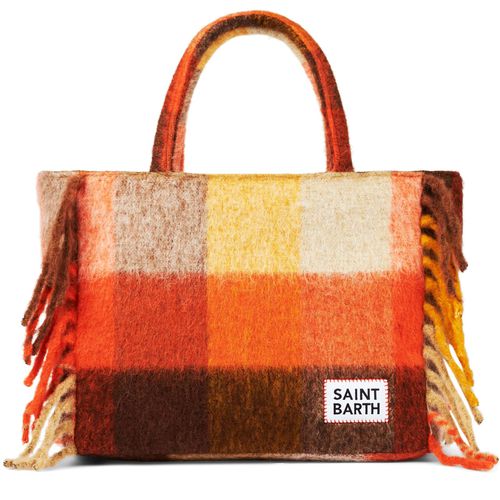 Vanity Blanket Shoulder Bag With Multicolor Check And Fringes - MC2 Saint Barth - Modalova