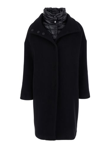 Black Padded Single-breasted Coat In Mixed Of Tech Materials Woman - Herno - Modalova