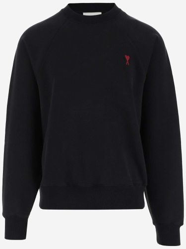 Stretch Cotton Sweatshirt With Logo - Ami Alexandre Mattiussi - Modalova