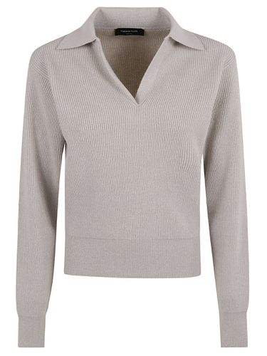 V-neck Rib Trim Knit Polo Sweater - Fabiana Filippi - Modalova