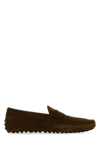 Dark Brown Suede Leather Gommino Loafers - Tod's - Modalova