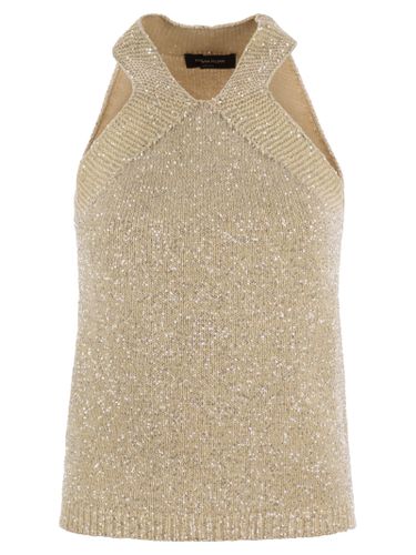 Cotton Knit Tank Top With Sequins - Fabiana Filippi - Modalova