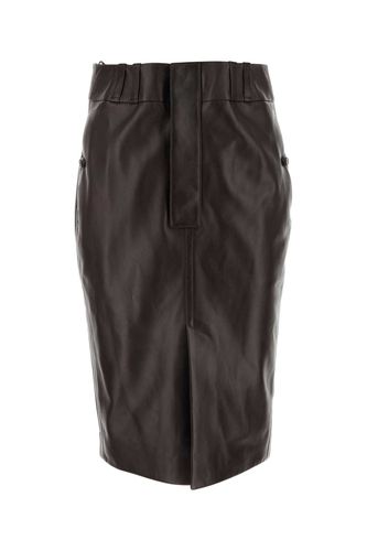 Dark Brown Leather Skirt - Saint Laurent - Modalova