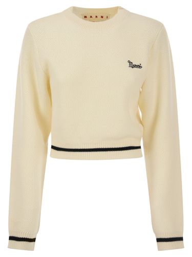 Ivory Honeycomb Sweater With Logo - Marni - Modalova