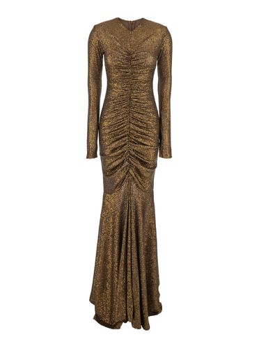 Metallic Long Dress With V-neck And Sequin Decorations In Tech Fabric Woman - Norma Kamali - Modalova