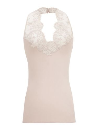 Top With Halter Neckline In Silk Charmeuse And Lace - Saint Laurent - Modalova