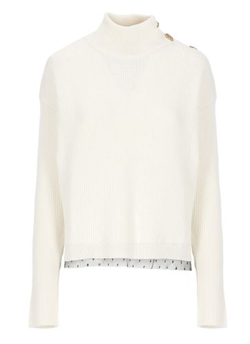 Sweater With Buttons And Tulle Point Desprit - RED Valentino - Modalova