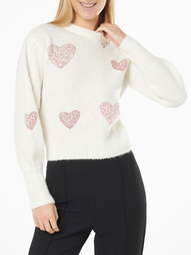 Woman Brushed Sweater With Rhinestones Hearts - MC2 Saint Barth - Modalova