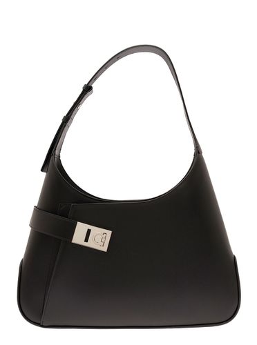 Black Hobo Shoulder Bag With Asymmetric Pocket And Gancini Buckle In Leather Woman - Ferragamo - Modalova