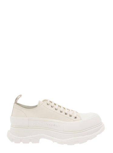 White And Beige tread Slick Sneakers In Calf Leather - Alexander McQueen - Modalova