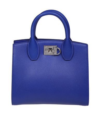 Salvatore Box Study Bag In Blue Calfskin - Ferragamo - Modalova