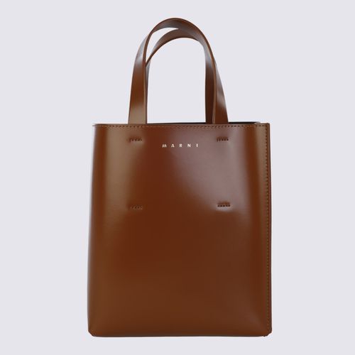 Marni Brown Leather Museo Tote Bag - Marni - Modalova