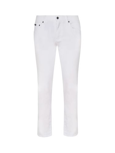 Slim-fit Jeans With Logo Plaque - Dolce & Gabbana - Modalova