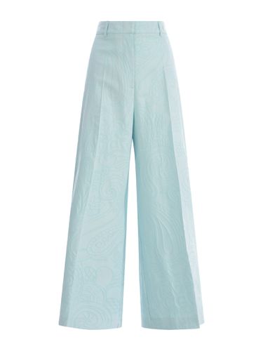 Pastel Light-blue Stretch Cotton Blend Cropped-cut Pant - Etro - Modalova