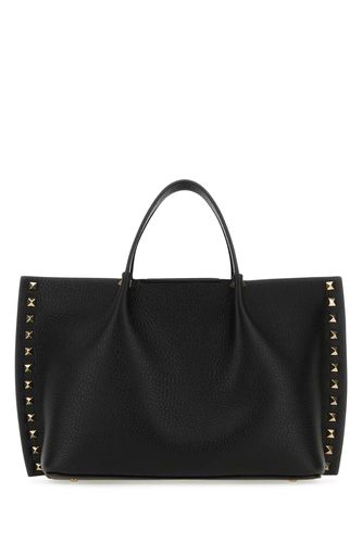 Black Leather Rockstud Handbag - Valentino Garavani - Modalova