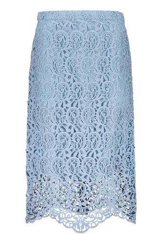 High Waist Lace Embroidered Midi Skirt - Burberry - Modalova