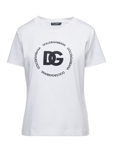 T-shirt With Logo Lettering Print In Cotton Woman - Dolce & Gabbana - Modalova