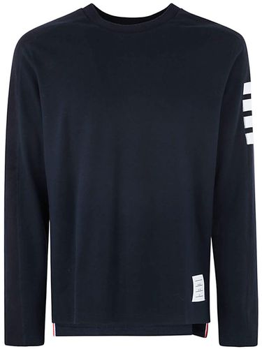 Long Sleeve Tee With 4 Bar Stripe In Milano Cotton - Thom Browne - Modalova