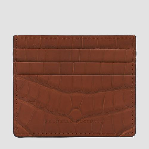 Brown Leather Cardholder - Brunello Cucinelli - Modalova