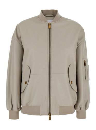 Bomber Jacket With Zip In Leather Woman - Pinko - Modalova