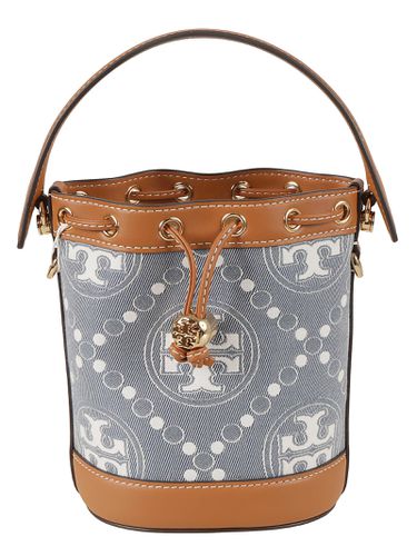 T Monogram Denim Mini Bucket Bag - Tory Burch - Modalova