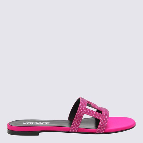 Pink Leather Greca Maze Sandals - Versace - Modalova