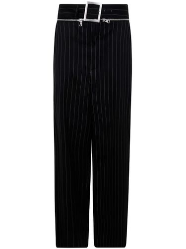 Pinstripe Wool Tailored Trouser With Zip Off Belt - Jean Paul Gaultier - Modalova