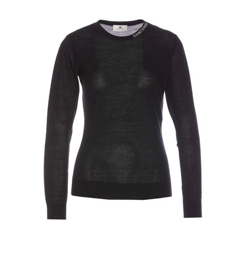 Contrasted Logo Jacquard Jumper - Elisabetta Franchi - Modalova