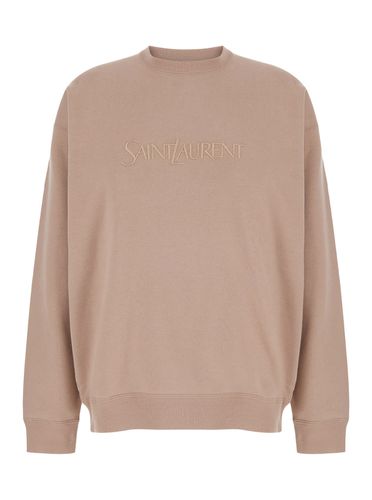 Crewneck Sweatshirt With Logo Lettering On The Front In Cotton Woman - Saint Laurent - Modalova