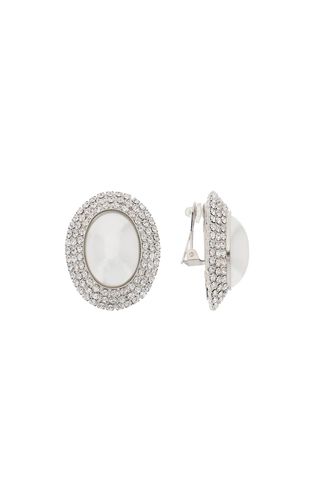 Oval Crystals And Pearl Earrings - Alessandra Rich - Modalova