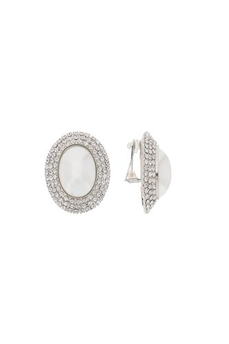 Oval Earrings With Pearl And Crystals - Alessandra Rich - Modalova