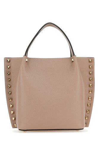 Antiqued Pink Leather Rockstud Handbag - Valentino Garavani - Modalova
