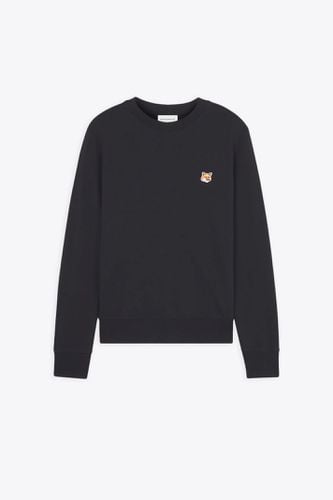 Fox Head Patch Regular Sweatshirt Black cotton crewneck sweatshirt with embroidered patch - Fox Head Patch Regular Sweatshirt - Maison Kitsuné - Modalova