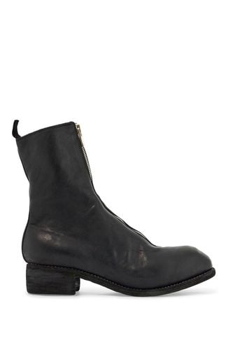 Black Horse And Calf Leather Boots With Side Zip - Guidi - Modalova