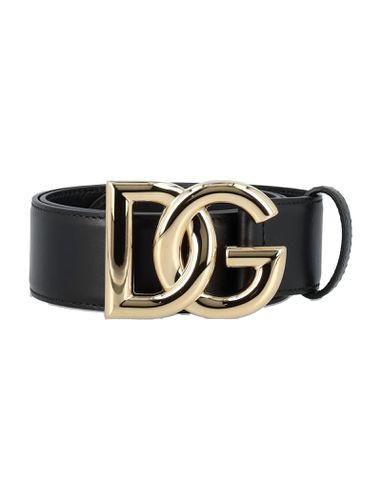 Calfskin Belt With Dg Logo - Dolce & Gabbana - Modalova