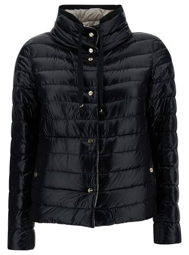 Black And White Reversible Down Jacket With Funnel Neck In Polyamide Woman - Herno - Modalova