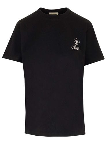 T-shirt With Embroidered Logo - Chloé - Modalova