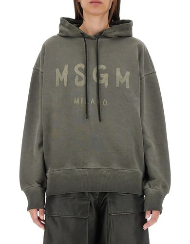 MSGM Logo Printed Jersey Hoodie - MSGM - Modalova