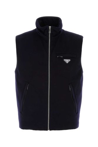 Midnight Blue Cashmere Sleeveless Down Jacket - Prada - Modalova