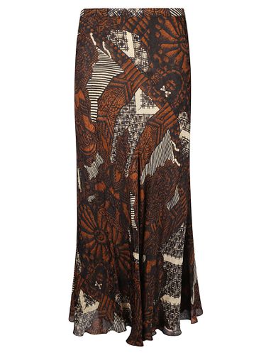 Back Zip Printed Long Skirt - Mes Demoiselles - Modalova