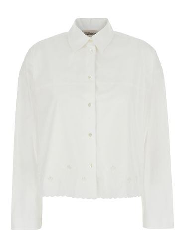 Shirt With Lace Embroidery And Classic Collar In Cotton Woman - SEMICOUTURE - Modalova