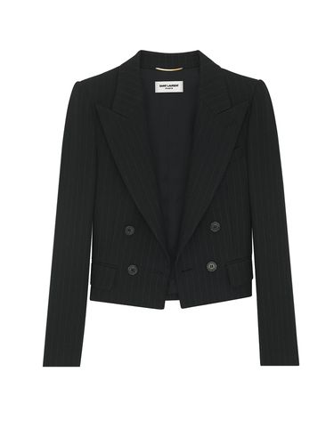 Embroidered Wool Blend Blazer - Saint Laurent - Modalova