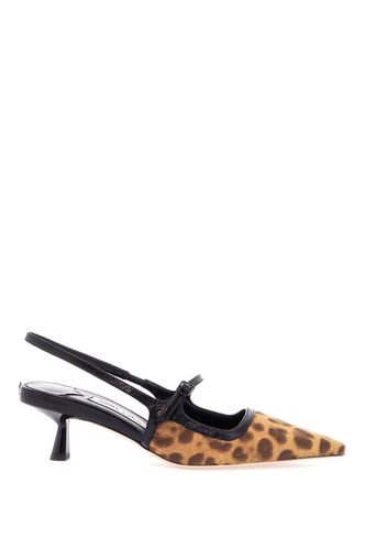 Leopard Print Leather Pumps With 45mm Heel And Pointed Toe - Jimmy Choo - Modalova