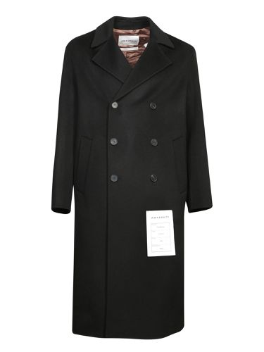 Amaranto Black Double-breasted Coat - Amaranto - Modalova