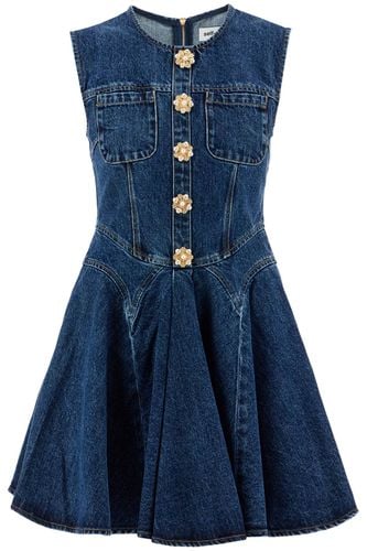 Mini Denim Dress With Jewel Buttons - self-portrait - Modalova