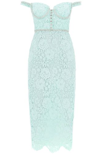 Midi Dress In Floral Lace With Crystals - self-portrait - Modalova