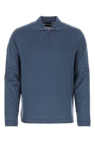 Air Force Blue Lyocell Blend Polo Shirt - Emporio Armani - Modalova