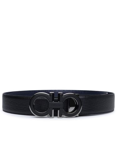 Gancini And Blue Calf Leather Reversible Belt - Ferragamo - Modalova