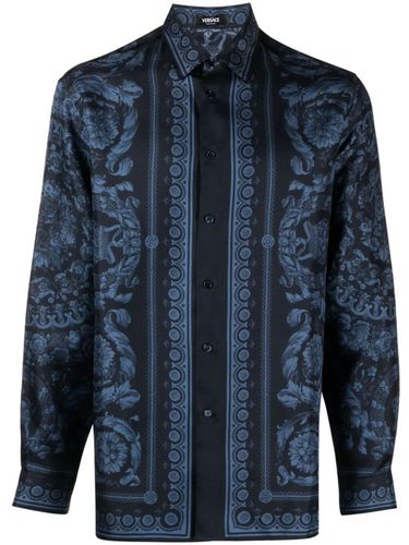 Informal Shirt Barocco Print Silk Twill Fabric - Versace - Modalova